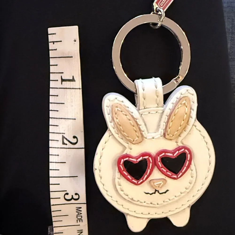 COACH MINK BUNNY VINTAGE HEART SUNGLASSES STACKED LEATHER MINI HANGTAG RARE LNC